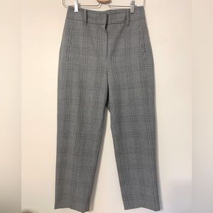 Aritzia Wilfred grey twill plaid checkered trouser pants